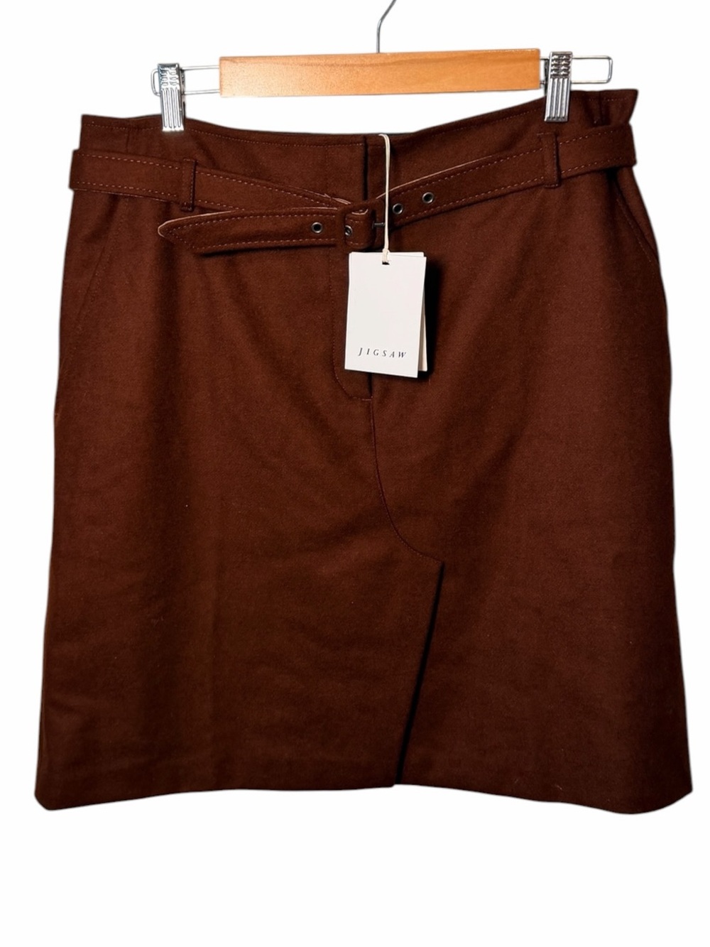 NWT Jigsaw Melton Belted Wool Skirt Size 10